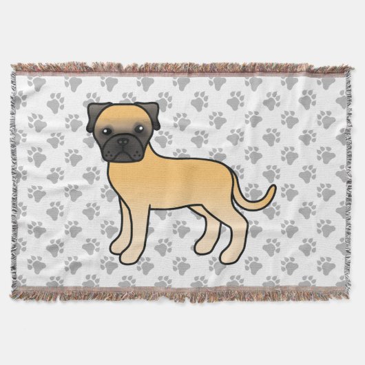 Fawn Bullmastiff Niedlich Cartoon Dog Decke (Vorderseite)