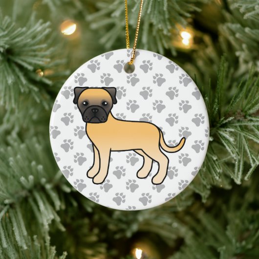 Fawn Bullmastiff Niedlich Cartoon Dog Keramik Ornament (Baum)