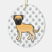 Fawn Bullmastiff Niedlich Cartoon Dog Keramik Ornament (Links)