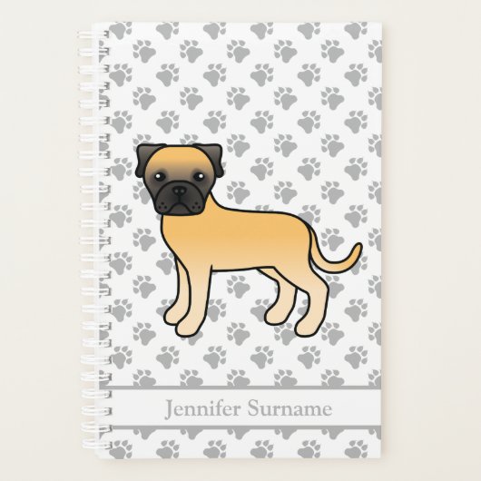 Fawn Bullmastiff Niedlich Cartoon Dog & Text Planer (Vorderseite)