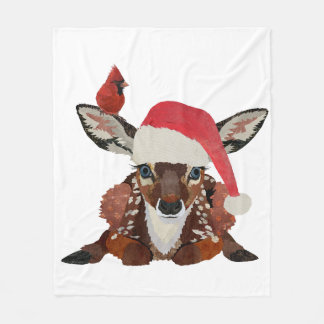 FAWN & CARDINAL CHRISTMAS FLEECEDECKE