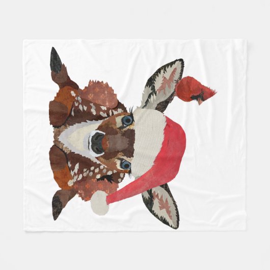 FAWN & CARDINAL CHRISTMAS FLEECEDECKE (Vorderseite (Horizontal))
