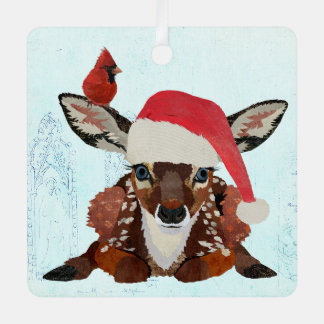 FAWN & CARDINAL CHRISTMAS ORNAMENT AUS METALL