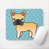 Fawn Cartoon French Bulldog Mousepad (Mit Mouse)