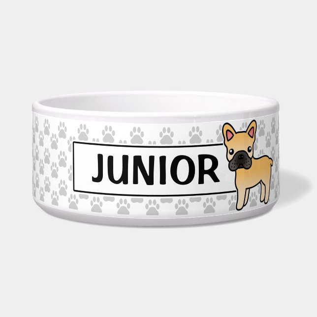 Fawn Cartoon French Bulldog Napf (Vorderseite)