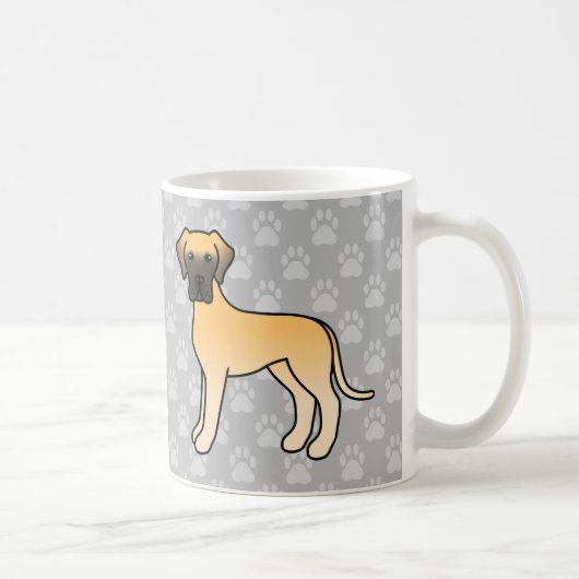 Fawn Cartoon Great Dane Hunde auf Gray Kaffeetasse (Rechts)