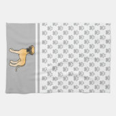 Fawn Cartoon Great Dane mit Graupaws Muster Küchentuch (Horizontal)