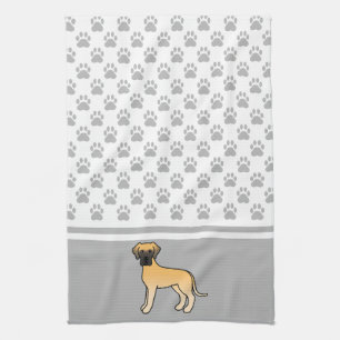 Fawn Cartoon Great Dane mit Graupaws Muster Küchentuch