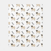 Fawn Cartoon Mops Hund mit Hundennamen Muster Fleecedecke (Vorderseite)