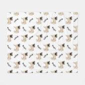Fawn Cartoon Mops Hund mit Hundennamen Muster Fleecedecke (Vorderseite (Horizontal))