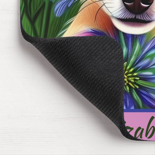 Fawn Chihuahua Welpe in Blume Meadow Personalisier Mousepad (Ecke)