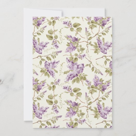 Fawn Deer Lila Floral Baby Dusche Einladung (Rückseite)