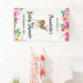 Fawn Deer Watercolor Floral Baby Dusche Willkommen Banner (Insitu)