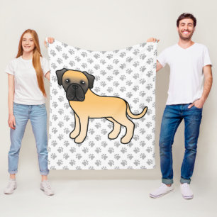 Fawn English Mastiff Niedlich Cartoon Dog & Paws Fleecedecke