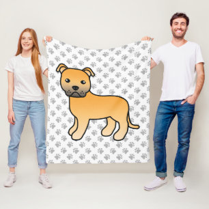 Fawn English Staffie Niedlich Cartoon Dog & Paws Fleecedecke