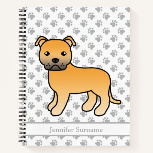 Fawn English Staffie Niedlich Cartoon Dog & Text Notizblock