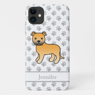 Fawn English Staffie Süßer Cartoon-Hund & Name Case-Mate iPhone Hülle