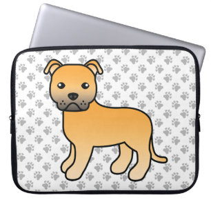 Fawn English Staffie Süßer Cartoon-Hund & Pfoten Laptopschutzhülle