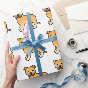 Fawn English Staffie Süßes Cartoon-Hund-Muster Geschenkpapier