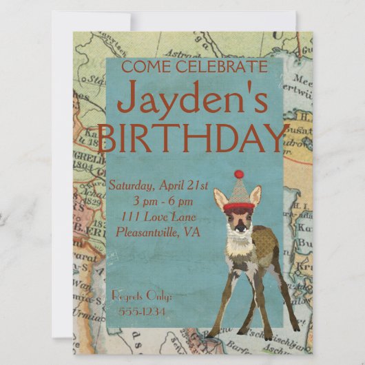 FAWN EXPLORE GEBURTSTAGLICHE EINLADUNG (Vorderseite)