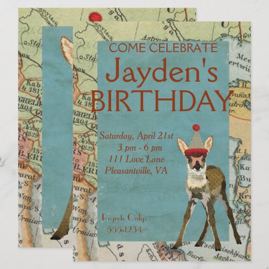 FAWN EXPLORE GEBURTSTAGLICHE EINLADUNG (Vorne/Hinten)