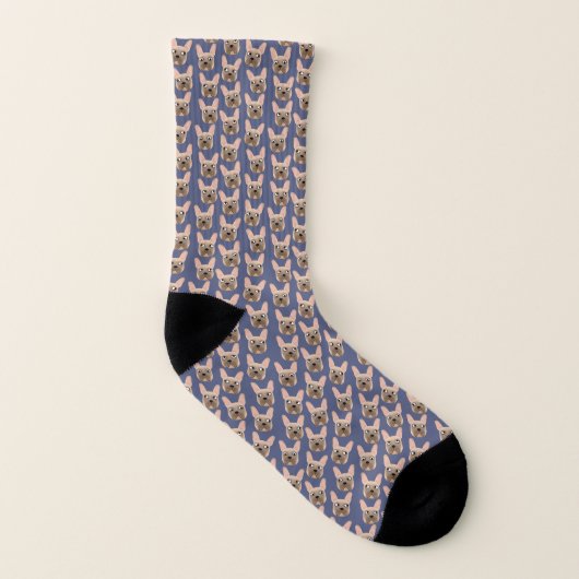Fawn French Bulldog Blue Socks Socken (Rechts - Außen)