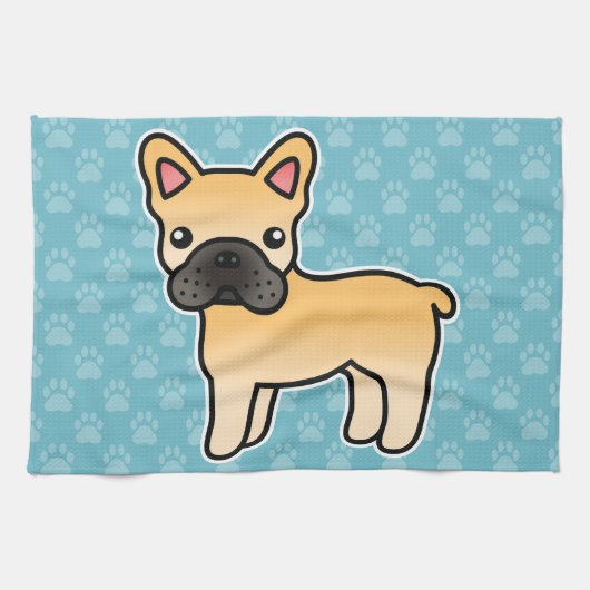 Fawn French Bulldog Cartoon Dog Geschirrtuch (Horizontal)