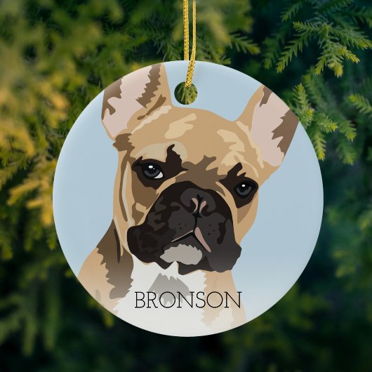 Fawn French Bulldog Christmas Keramik Ornament