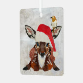 FAWN & GOLDEN BIRD CHRISTMAS ORNAMENT AUS METALL (Vorderseite links)