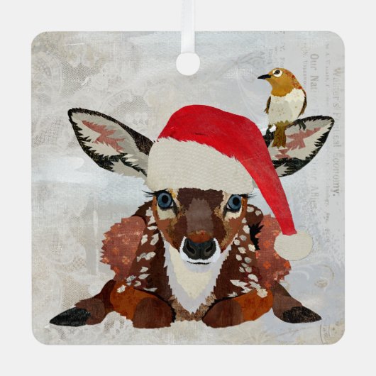 FAWN & GOLDEN BIRD CHRISTMAS ORNAMENT AUS METALL (Vorderseite)