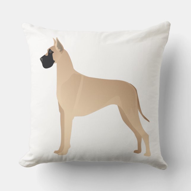 Fawn Great Dane Hund Rasse Illustration Silhouette Kissen (Vorderseite)