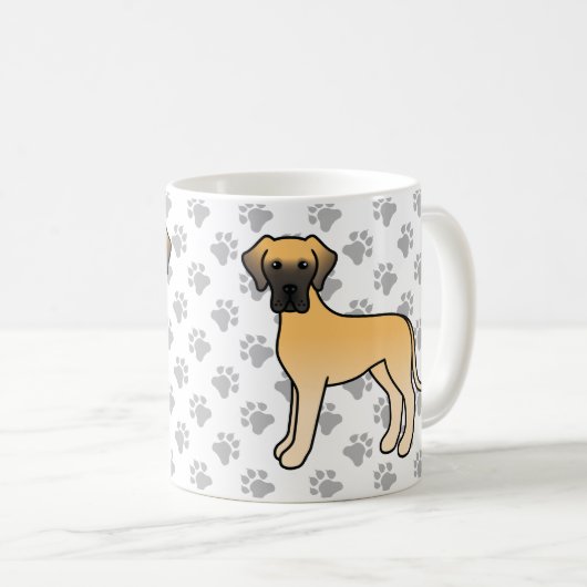 Fawn Great Dane Niedlich Cartoon Dog Kaffeetasse (VorderseiteRechts)