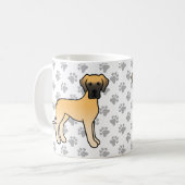 Fawn Great Dane Niedlich Cartoon Dog Kaffeetasse (Vorderseite Links)