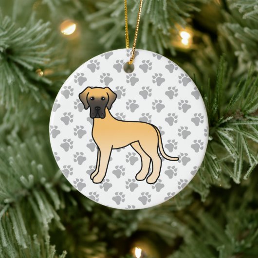 Fawn Great Dane Niedlich Cartoon Dog Keramik Ornament (Baum)