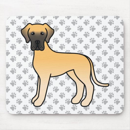 Fawn Great Dane Niedlich Cartoon Dog Mousepad (Vorne)