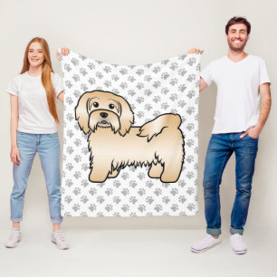 Fawn Havanese Niedlich Cartoon Dog Illustration Fleecedecke