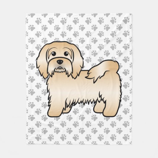 Fawn Havanese Niedlich Cartoon Dog Illustration Fleecedecke (Vorderseite)