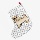 Fawn Havanese Niedlich Cartoon Dog Illustration &  Großer Weihnachtsstrumpf (Rückseite (Hängend))