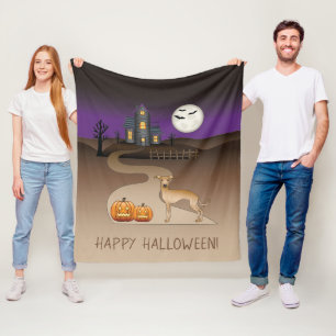 Fawn Iggy Niedlich Hund und Halloween Spuk Haus Fleecedecke