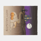 Fawn Iggy Niedlich Hund und Halloween Spuk Haus Fleecedecke (Vorderseite (Horizontal))
