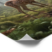Fawn in Forest Poster (Ecke)