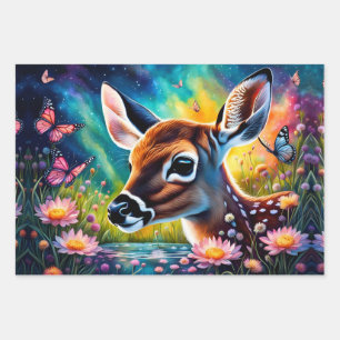 Fawn in Meadow Pond Geschenkpapier Set