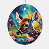 Fawn in Meadow Pond Keramik Ornament (Links)