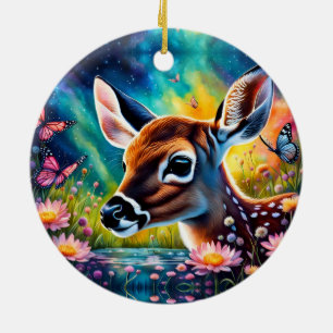 Fawn in Meadow Pond Keramik Ornament