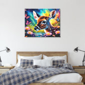 Fawn in Meadow Pond Leinwanddruck (Insitu (Schlafzimmer))