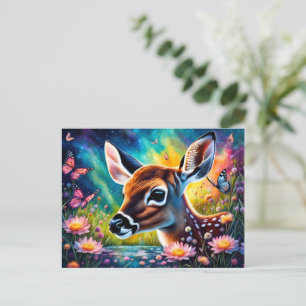Fawn in Meadow Pond Postkarte