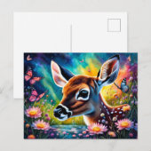 Fawn in Meadow Pond Postkarte (Vorne/Hinten)