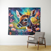 Fawn in Meadow Pond Wandteppich (Beispiel (Horizontal))