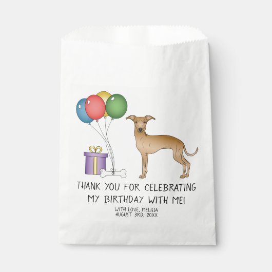 Fawn Italian Greyhound Cartoon Dog Birthday Geschenktütchen (Vorderseite)
