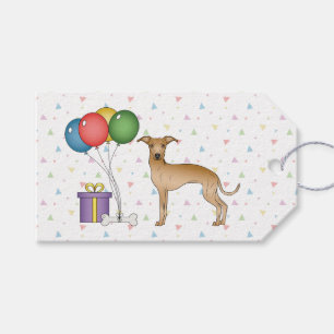 Fawn Italian Greyhound Cartoon Hund Happy Birthday Geschenkanhänger